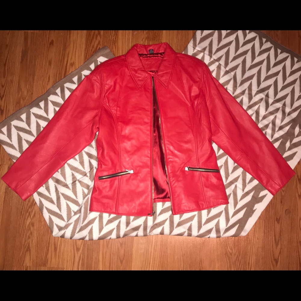 Red leather jacket